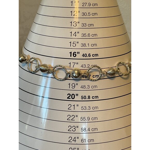 Vintage Silver-Tone Necklace With Textured Beads & Rings - Picture 2 of 4